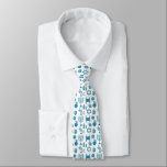 Hanukkah Symbols  Neck Tie<br><div class="desc">A White And Blue Men's Necktie Designed With All Things Hanukkah</div>