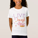Hanukkah T-Shirt "Live Laugh Love a Latke"<br><div class="desc">Hanukkah "Live Laugh Love a Latke" Girls' T-Shirt Personalize by adding text to shirt. Use your favorite font style, color, and size. Design element can be transferred to other zazzle products. Style: Girls' Fine Jersey T-Shirt She'll always know just what to wear with this versatile T-shirt by LAT. This super-soft...</div>