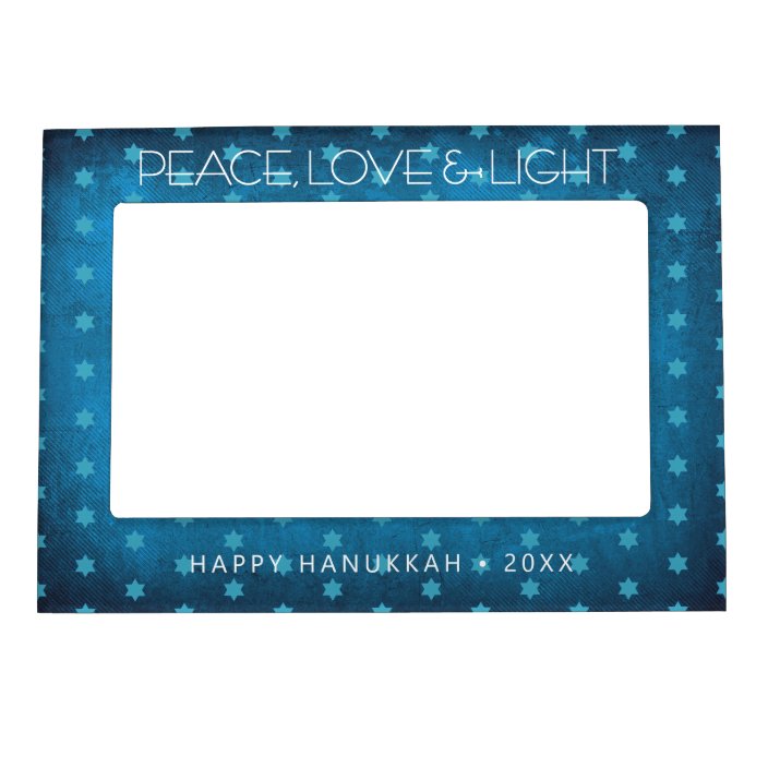 Hanukkah Teal Blue Stars Of David Peace Love Light Magnetic Frame Zazzle Com
