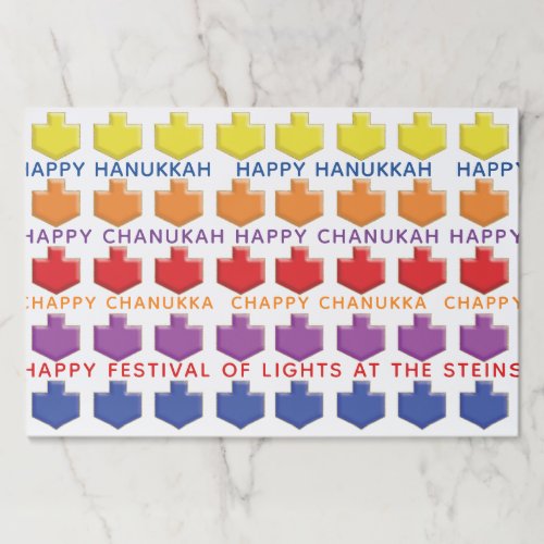 Hanukkah Tearaway Placemat Pad3D Dreidels