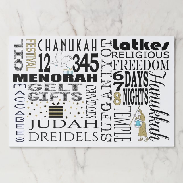 Hanukkah Tearaway Placemat Pad Chanukah Words (Front)