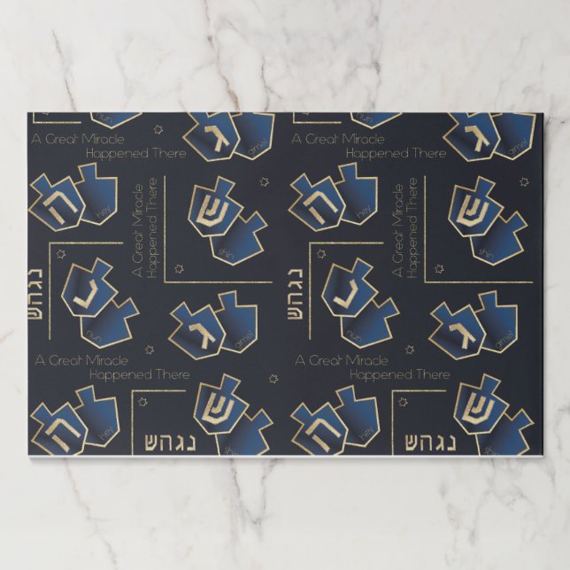 Hanukkah Tearaway Placemat Pad Great Miracle Navy (Front)