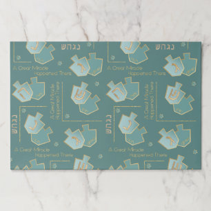 Hanukkah Tearaway Placemat Pad Great Miracle Turqu