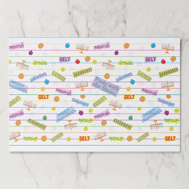 Hanukkah Tearaway Placemat Pad/"Hanukkah Party" (Front)