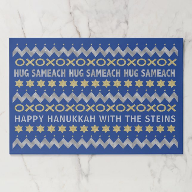 Hanukkah Tearaway Placemat Pad/"HUG SAMEACH" (Front)