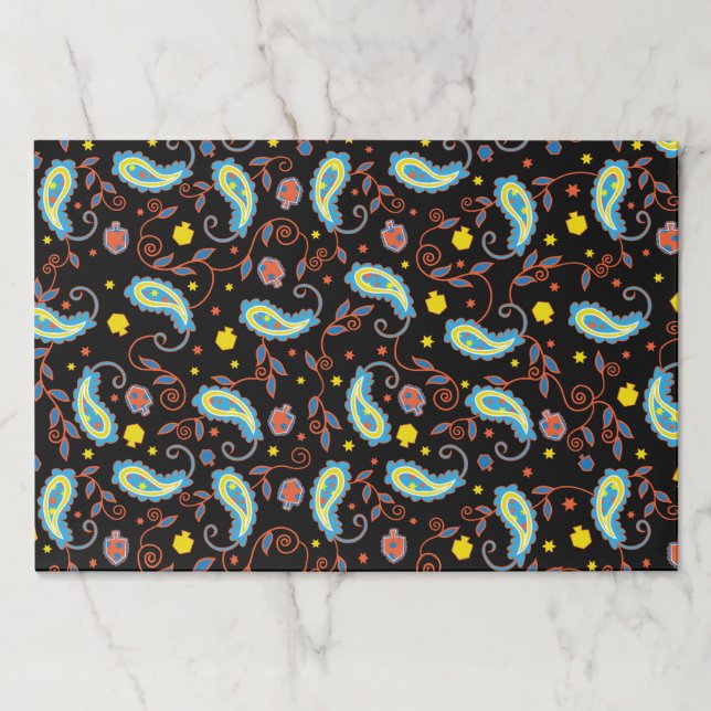 Hanukkah Tearaway Placemat Pad/"Paisley Dreidels" (Front)
