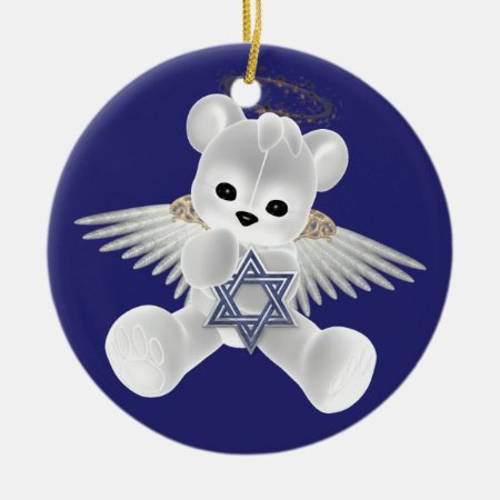 Hanukkah Teddy Bear Ceramic Ornament