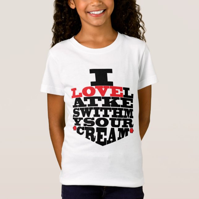 Hanukkah Tee Shirt Kids "I Love Latkes" (Front)
