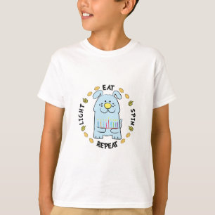 Hanukkah Tee Shirt Kids "Light, Eat, Spin, Repeat"