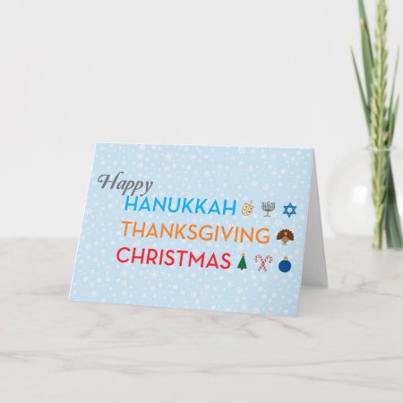 Hanukkah, Thanksgiving, Christmas Card