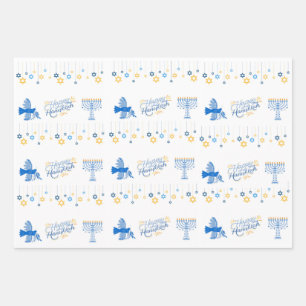Hanukkah theme gift wrapping paper sheets