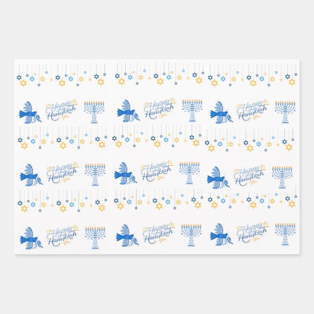 Hanukkah theme gift wrapping paper sheets (Front 2)
