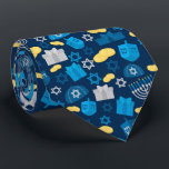 Hanukkah Themed Tie<br><div class="desc">Show you're ready for the festival of lights this holiday season with a Hanukkah themed tie perfect for parties or simply wearing to work. This version has a smaller pattern on it. 

Artwork via © South Street Creative | www.southstreetcreative.etsy.com</div>