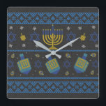 hanukkah - throw pillow square wall clock<br><div class="desc">Happy Hanukkah Judaism Hebrew Jews hanukkah,  jewish,  christmas,  chanukah,  holiday funny,  jew,  happy hanukkah,  menorah,  dreidel,  chanukkkah,  Israel,  Hebrew,  star of david,  winter,  hannukah,  holidays,  judaism,  american flag,  birthday,  kwanzwanzday aa,  xmas,  movie,  cute,  womens,  nice,  festive,  jewish christmas,  humorous,  merry</div>