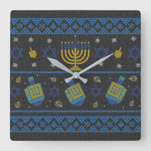 hanukkah - throw pillow square wall clock