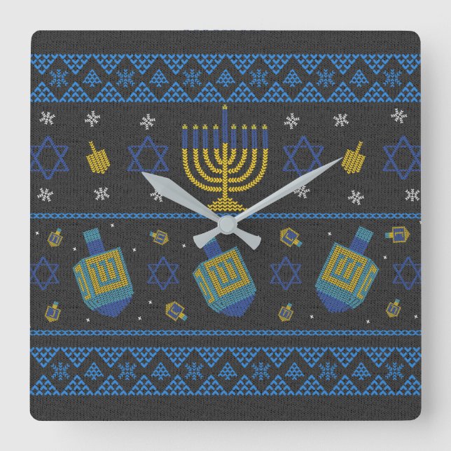 hanukkah - throw pillow square wall clock (Front)