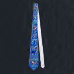 Hanukkah Tie<br><div class="desc">Menorah with the Star of David on a  random patterned tie by Jolie Frank.</div>