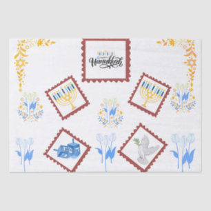 Hanukkah Tissue Paper – Postage Stamp Style