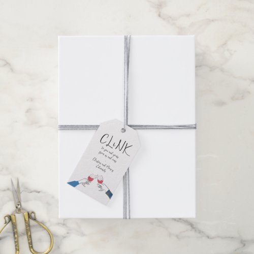 Hanukkah Toast “Clink” Wine Glass Cheers Gift Tags