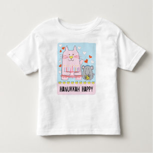 Hanukkah Toddler Jersey T-Shirt Cat and Mouse