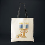 Hanukkah Tote Bag<br><div class="desc">Hanukkah Budget Tote Bag An affordable,  environment friendly tote! Great for carrying books or groceries. Slim design allows for easy storage. 100% cotton,  reinforced stitching on handles. Dimensions: 15.75"h x 15.25"w.</div>