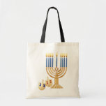 Hanukkah Tote Bag<br><div class="desc">Hanukkah Budget Tote Bag An affordable,  environment friendly tote! Great for carrying books or groceries. Slim design allows for easy storage. 100% cotton,  reinforced stitching on handles. Dimensions: 15.75"h x 15.25"w.</div>