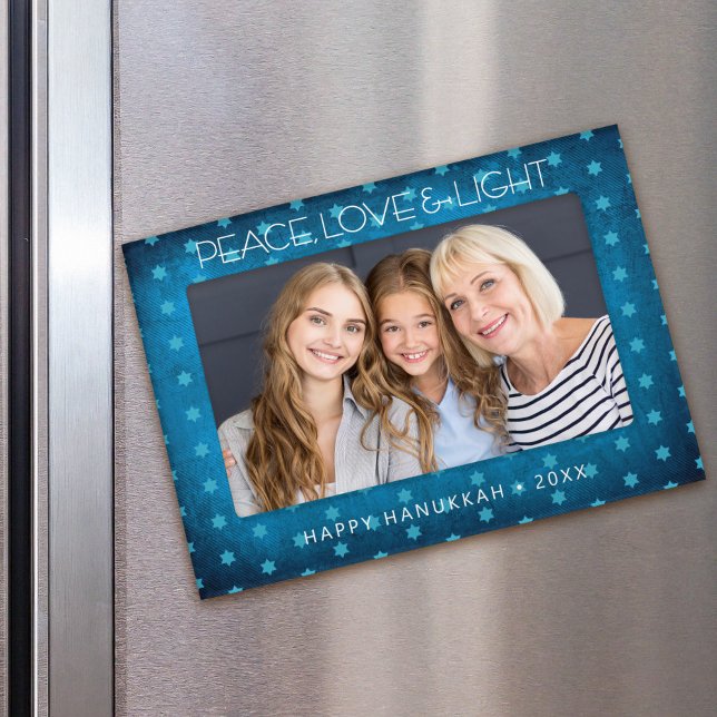 Hanukkah Turquoise Stars of David Peace Love Light Magnetic Frame (Creator Uploaded)