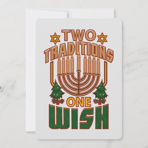 Hanukkah Two Traditions One Wish Christmukkah Holiday Card