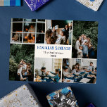 Hanukkah Typography Blue family photo Collage  Holiday Card<br><div class="desc">Hanukkah Typography Blue family photo Collage</div>