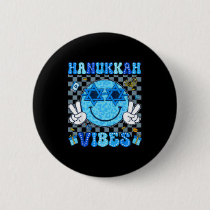 Hanukkah Vibes Chanukah Pajama Happy Hanukkah Men  Button