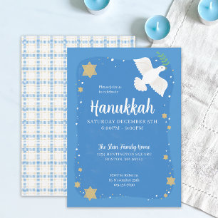 Hanukkah Watercolor Dove Party Invitation