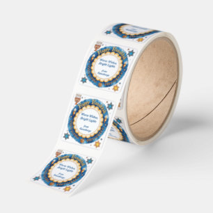 Hanukkah watercolor Festival Circle Square Sticker