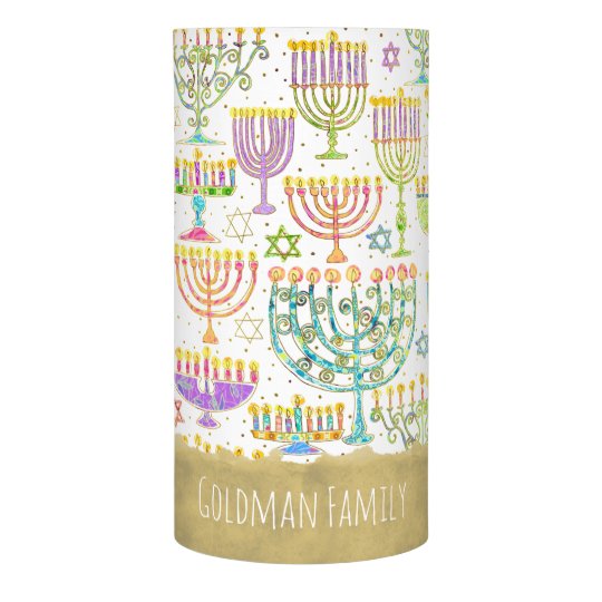 Hanukkah White Gold Menorah Star of David Name Flameless Candle