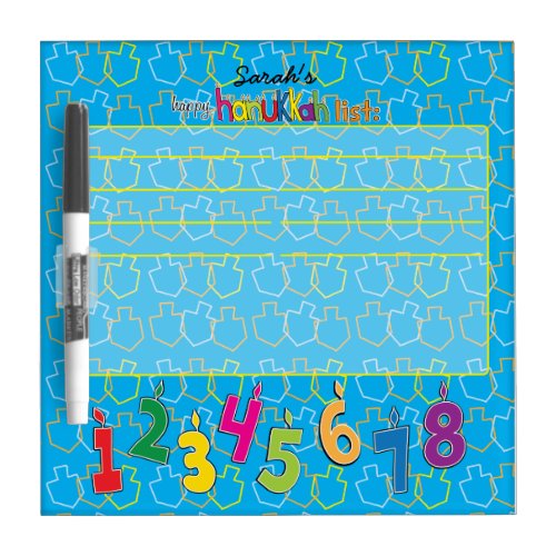 Hanukkah Wish List 8 Nights Dry Erase Board