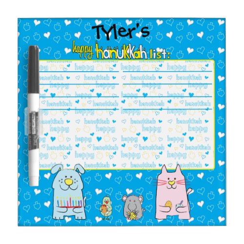 Hanukkah Wish List Pets Dry Erase Board