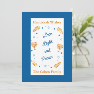 Hanukkah Wishes – Love Light and Peace Family Holiday Card