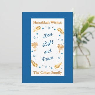 Hanukkah Wishes – Love Light and Peace Family Holiday Card