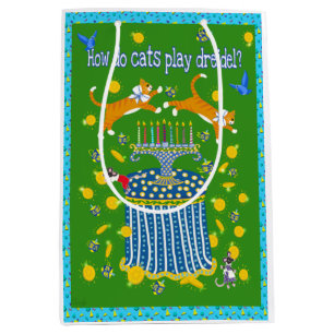 Hanukkah with Cats! Card Medium Gift Bag