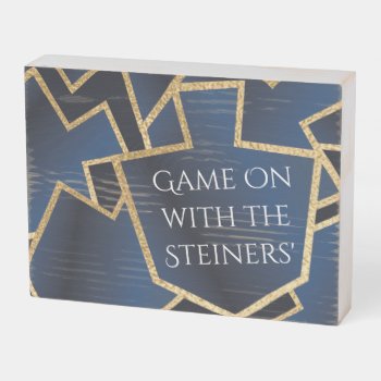 Hanukkah Wooden Signs Game On/navy  Gold by HanukkahHappy at Zazzle