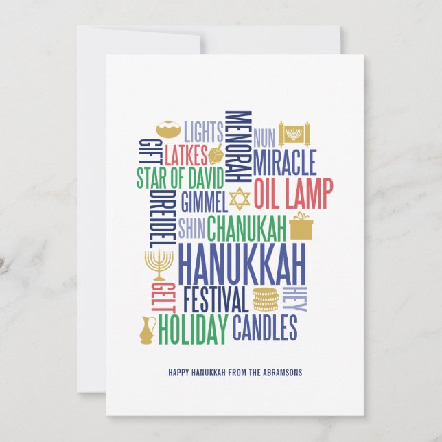 Hanukkah Words Holiday Card (Front)