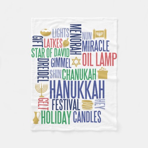 Hanukkah Words Holiday Fleece Blanket