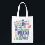 Hanukkah Words Holiday Reusable Tote Bag<br><div class="desc">You can find additional coordinating items in our "Hanukkah Words Holiday" collection.</div>