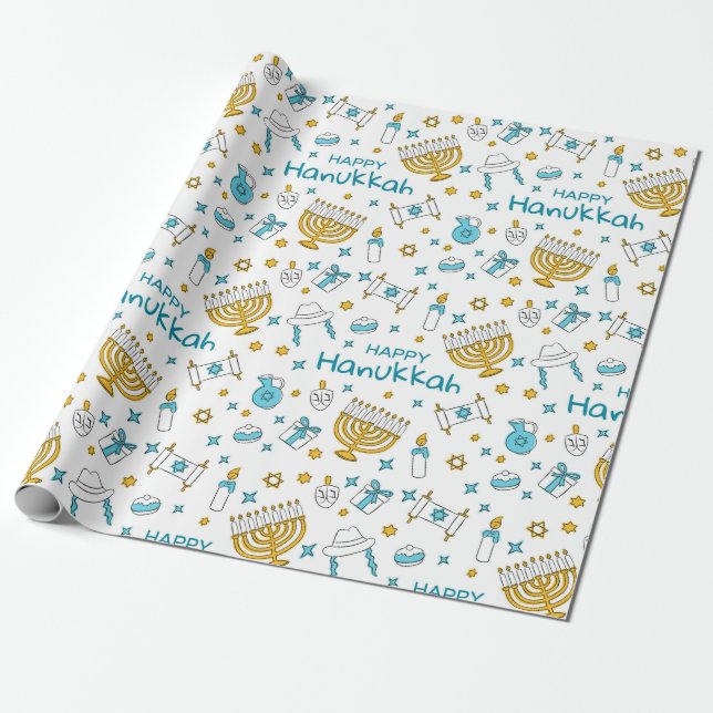 Hanukkah Wrapping Paper (Unrolled)
