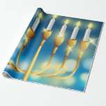 Hanukkah Wrapping Paper<br><div class="desc">Bokeh Hanukkah Shiny Candelabra</div>