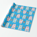 Hanukkah Wrapping Paper "Dog Cat Bird Mouse"<br><div class="desc">"Hanukkah Happy/Dog Cat Bird Mouse"". Hope you like our new Hanukkah Happy gift wrap with a repeating pattern of our "Dog, Cat, Bird and Mouse." Enjoy my newest wrapping paper design. Price varies as you choose from 4 paper types and 5 paper sizes. Thanks for stopping and shopping by. Much...</div>