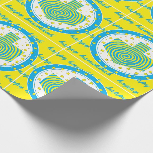 Hanukkah Wrapping Paper "Dreidel Pinwheels 2" (Corner)