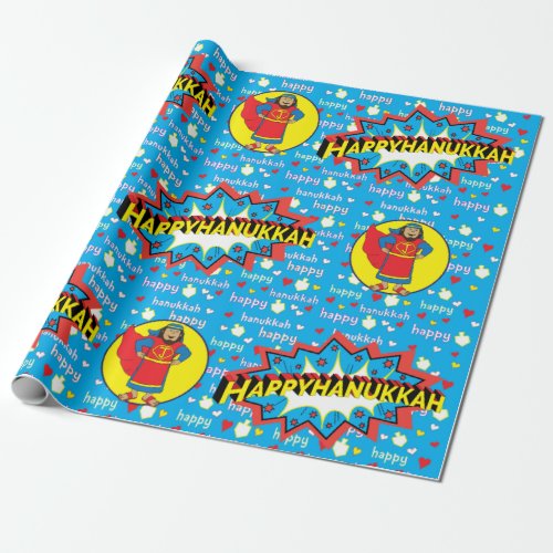 Hanukkah Wrapping Paper Judah Super Hero