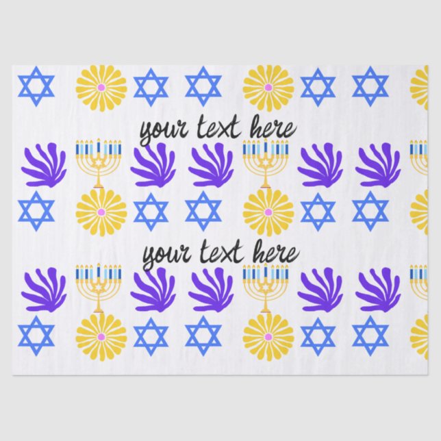 Hanukkah Wrapping Paper – Menorah, Star of David (Front)