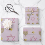 Hanukkah wrapping paper sheets<br><div class="desc">Periwinkle and gold Hanukkah paper in 3 scales.</div>