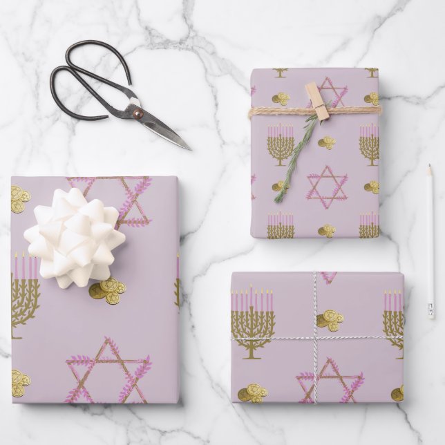 Hanukkah  wrapping paper sheets (Front)